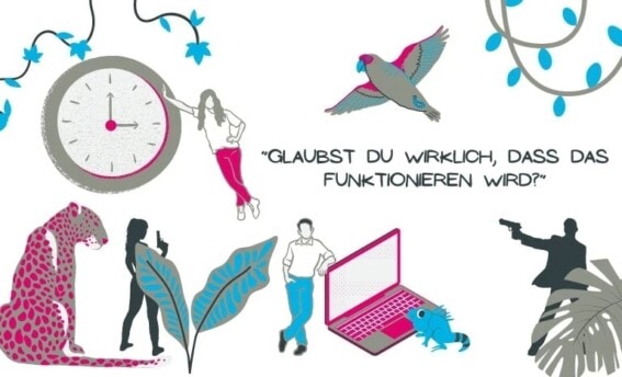 Illustration zu Beziehungskillern im Büro mit manipulativer Kommunikation, Unsicherheit, Körpersprache und Konflikten im Team – COATRAIN® Hamburg