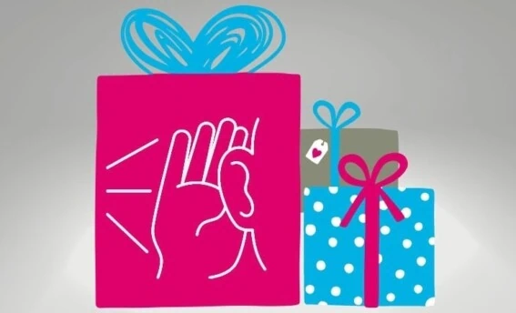 Illustration zum Geschenk des Zuhörens mit Geschenkpaketen und symbolischem Zuhören als Coaching-Tool für Teams und Familien in der Weihnachtszeit – COATRAIN® Hamburg