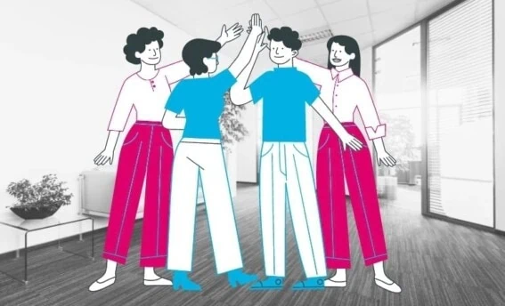 Illustration eines Teams zur Förderung von Resilienz, Prävention und seelischer Gesundheit am Arbeitsplatz – COATRAIN® Hamburg