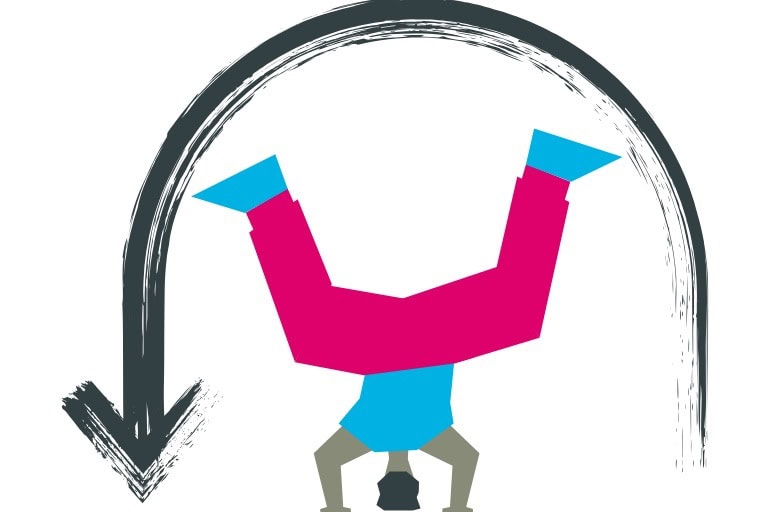 Illustration einer paradoxen Intervention im Coaching, bei der gewohnte Verhaltensmuster bewusst umgekehrt werden von COATRAIN® Hamburg.